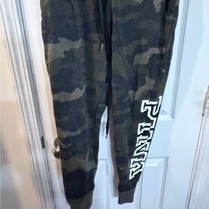 PINK Victoria's Secret Camo Joggers with White Logo
